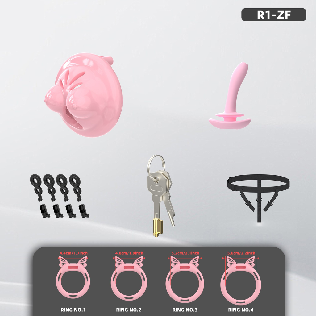 R1 Chastity Cage Set (4 Silicone Rings) - detail 1