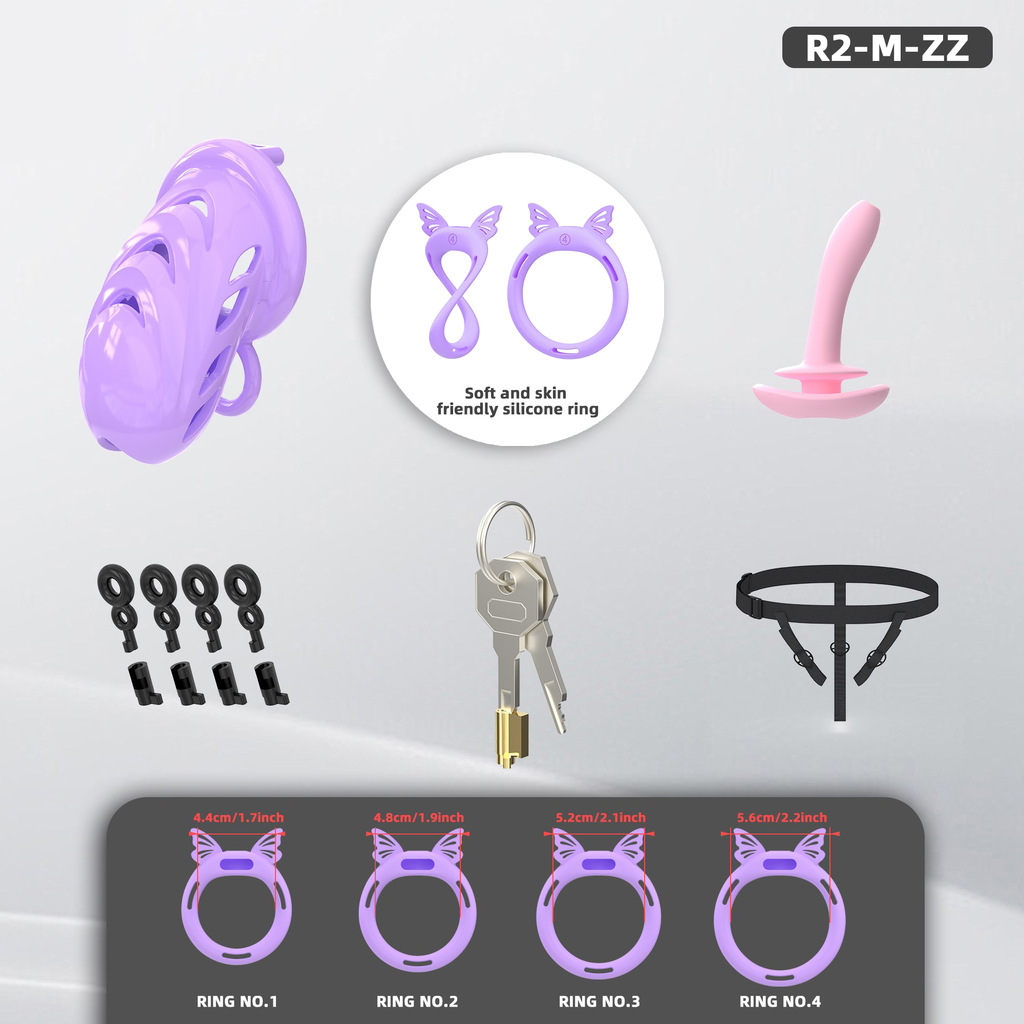 R1 Chastity Cage Set (4 Silicone Rings) - detail 1