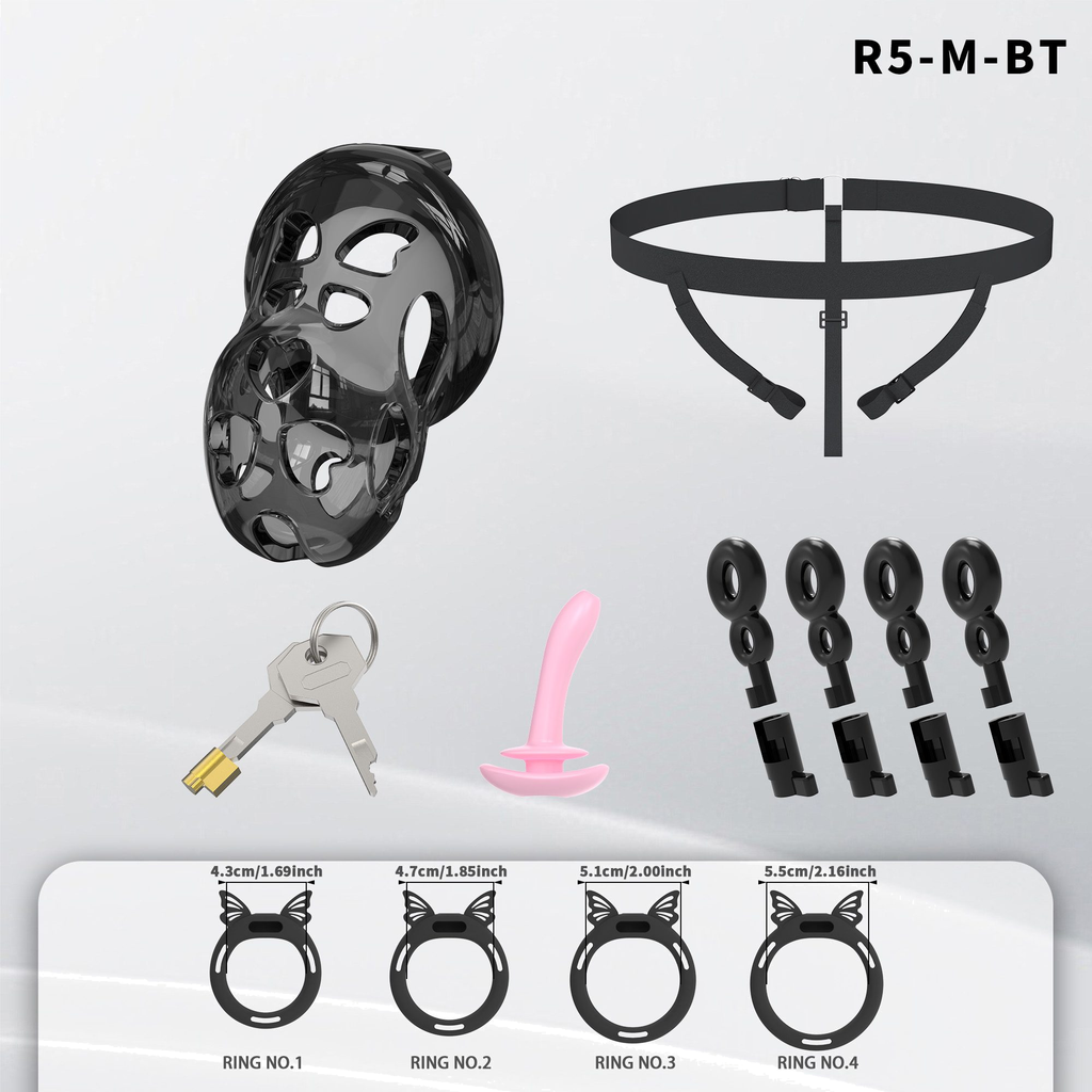 R1 Chastity Cage Set (4 Silicone Rings) - detail 1